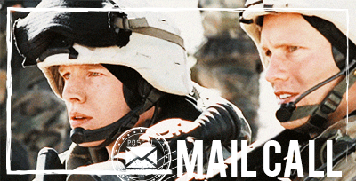 Mail Call: Brad and Nate Two U.S. recon Marines stand side-by-side and observe a distant scene.